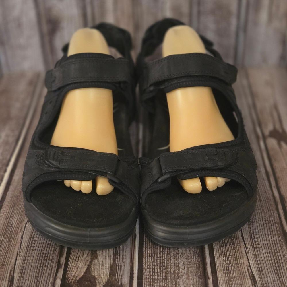 Sz 47/ 13-13.5 Mens ECCO Yucatan Black Leather Sport Hiking Sandals VGUC! - Picture 2 of 7
